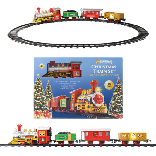 Christmas Workshop Classic Train Set With 3 Carriages- 14 Pieces