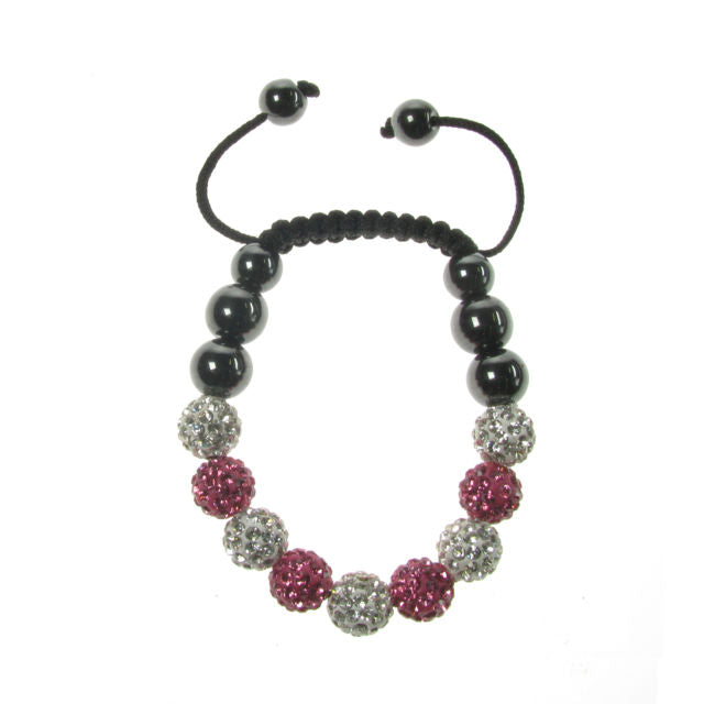 Beautiful Shamballa Type Bracelet Crystal Dymontee White-Pink
