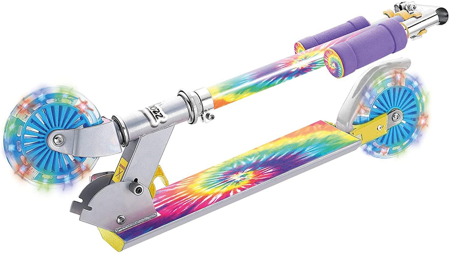 Ozbozz TIE DYE Scooter with Flashing Wheels, Rainbow SV20890