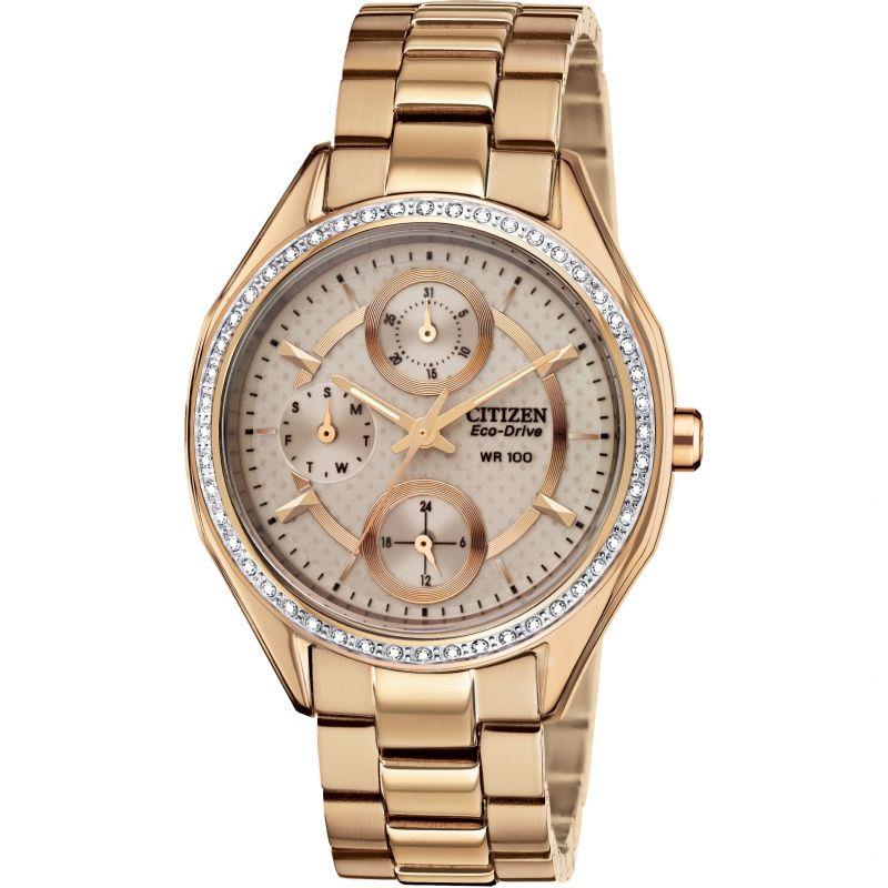 Ladies Citizen Drive Echo drive gold Chronograph Watch FD1063-57X