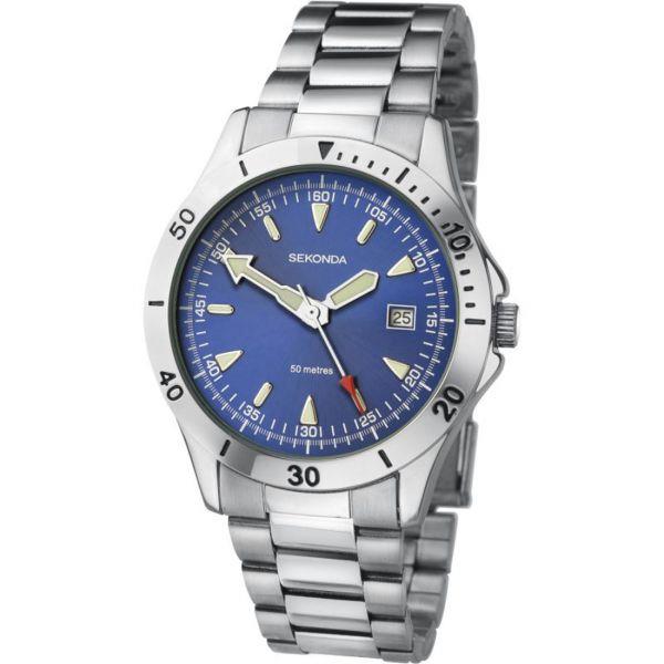 Sekonda Mens Blue Dial Watch With Stainless Steel Bracelet And Date Display 3279