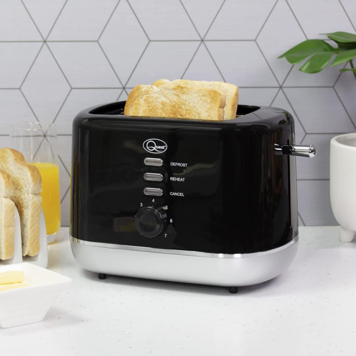 Quest 2 Slice Toaster Black and Silver (Carton of 6)