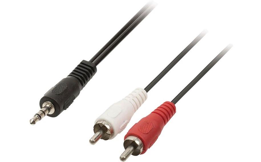 Nedis 3.5mm plug to 2 Phono 5mt lead CAG22200BK50