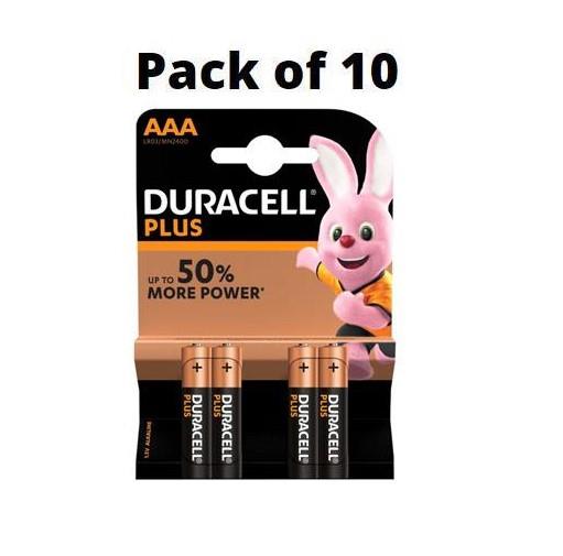 Duracell Plus MN2400+ AAA Alkaline Batteries 4 Per Card- Box of 10