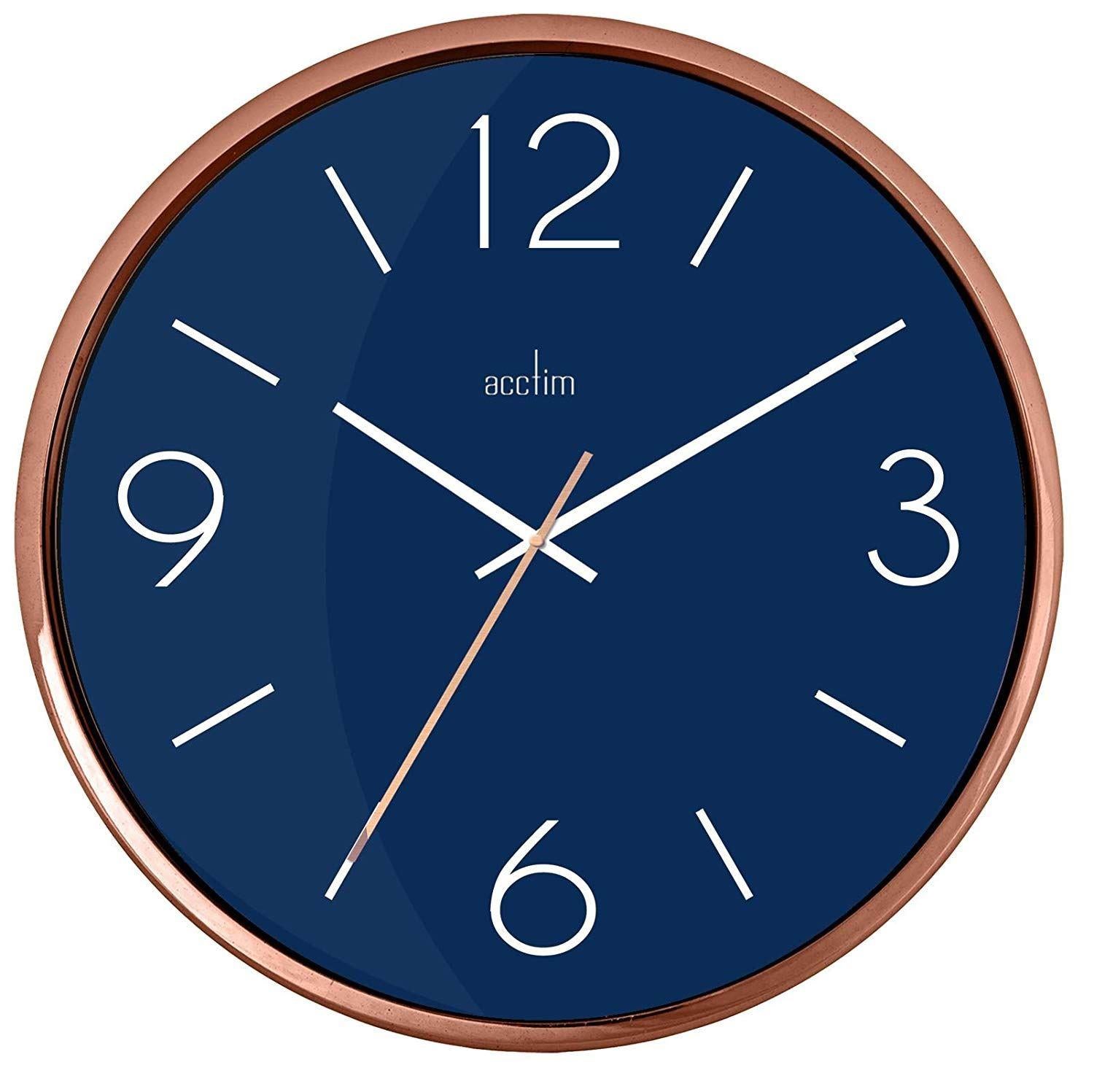 Acctim Landon Design Copper Effect Wall Clock with Navy Blue Dial 25cm DK Wholesale Ltd