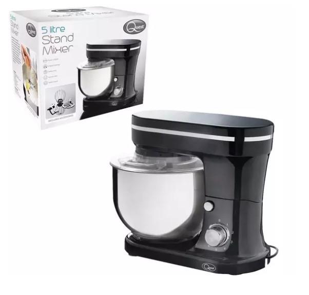 Quest 5L Stand Mixer - 1200W - Black (Carton of 1)