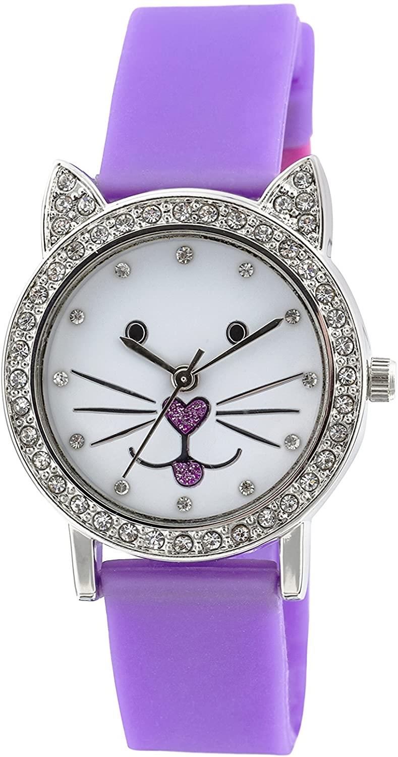 Tikkers Girls Children white Dial Analogue Display Purple silicone Strap Watch TK0107 NEEDS BATTERY