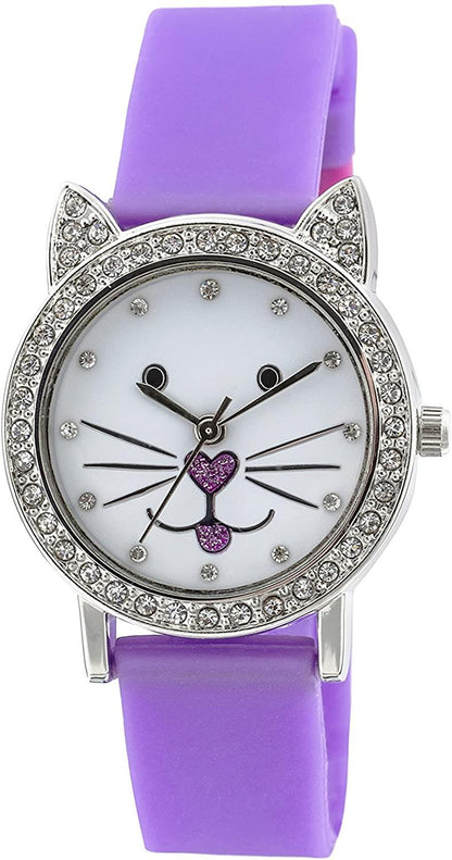 Tikkers Girls Children white Dial Analogue Display Purple silicone Strap Watch TK0107 NEEDS BATTERY