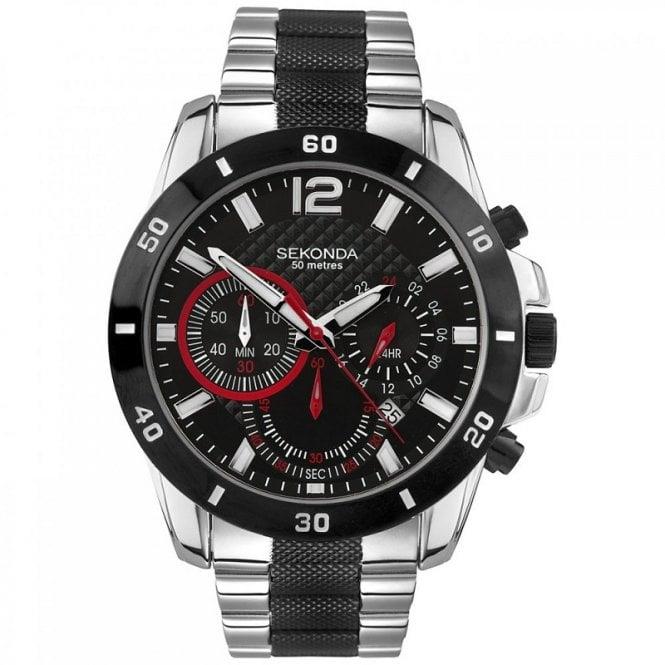 Sekonda men's black store chronograph bracelet watch