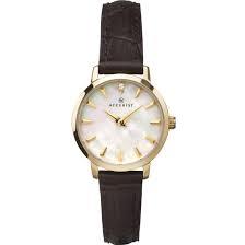 Accurist Women's Fashion Gold Case MOP Dial Brown Leather Strap Watch 8229