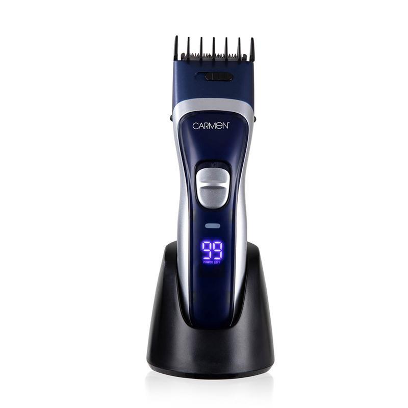 Carmen Mens Signature Cordless Hair And Beard Trimmer With Led Display Midnight Blue (carton Of 6)