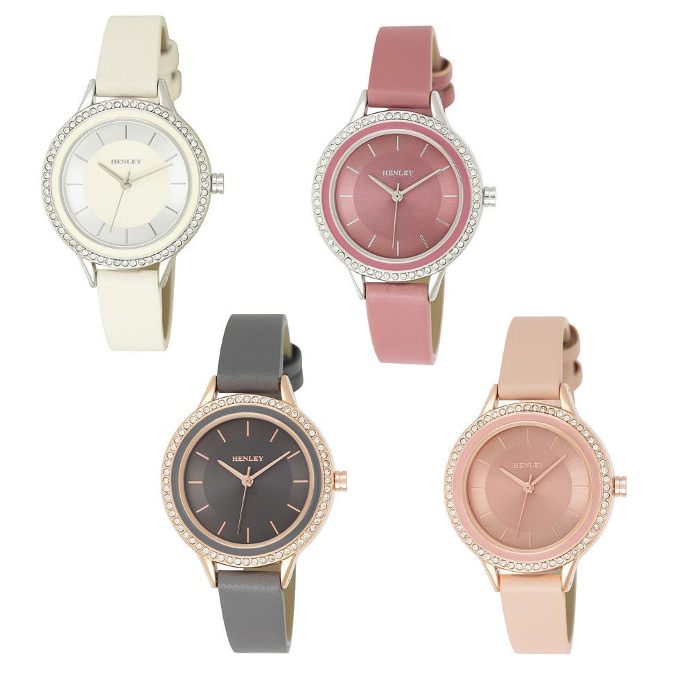 Henley Womens Fashion Analogue Biege Leather Strap Watch H06168.5