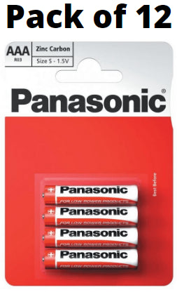 Panasonic AAA Zinc Batteries 4 Per Card- Box of 12