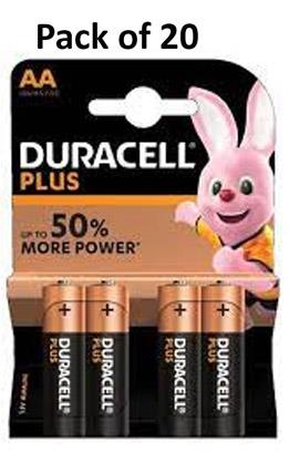 Duracell Plus MN1500+ AA Alkaline Batteries 4 Per Card- Box of 20