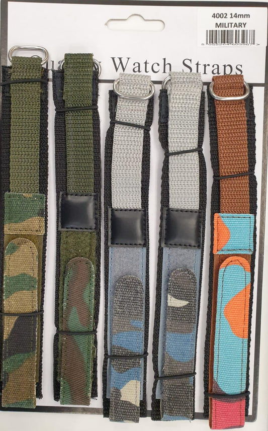 4002BVM PK5 Boys Velcro Military Camo Watch Strap 14mm