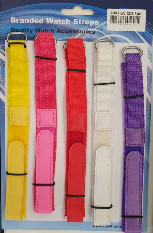 4002GVC PK5 Girls Velcro Watch Straps 8mm