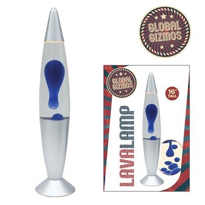 Global Gizmos 16" Clear Lava Lamp Blue Wax (Carton of 6)