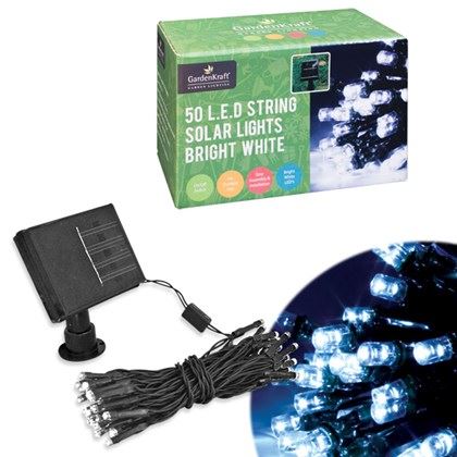 Garden Kraft 50 LED Solar Lights - Bright White (Carton of 20)