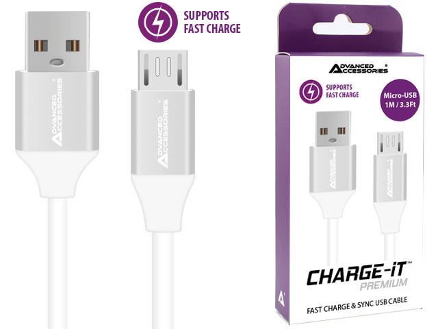 Advanced Accessories Premium 1 Metre Micro to USB Cable- White