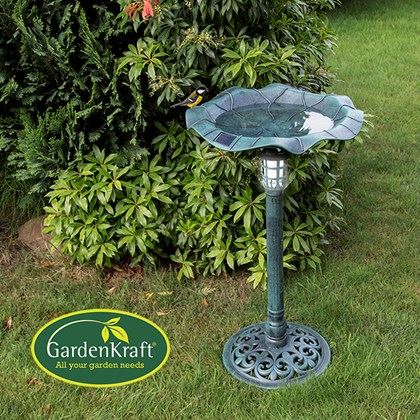 Garden Kraft Solar Lit Bird Bath (Carton of 4)