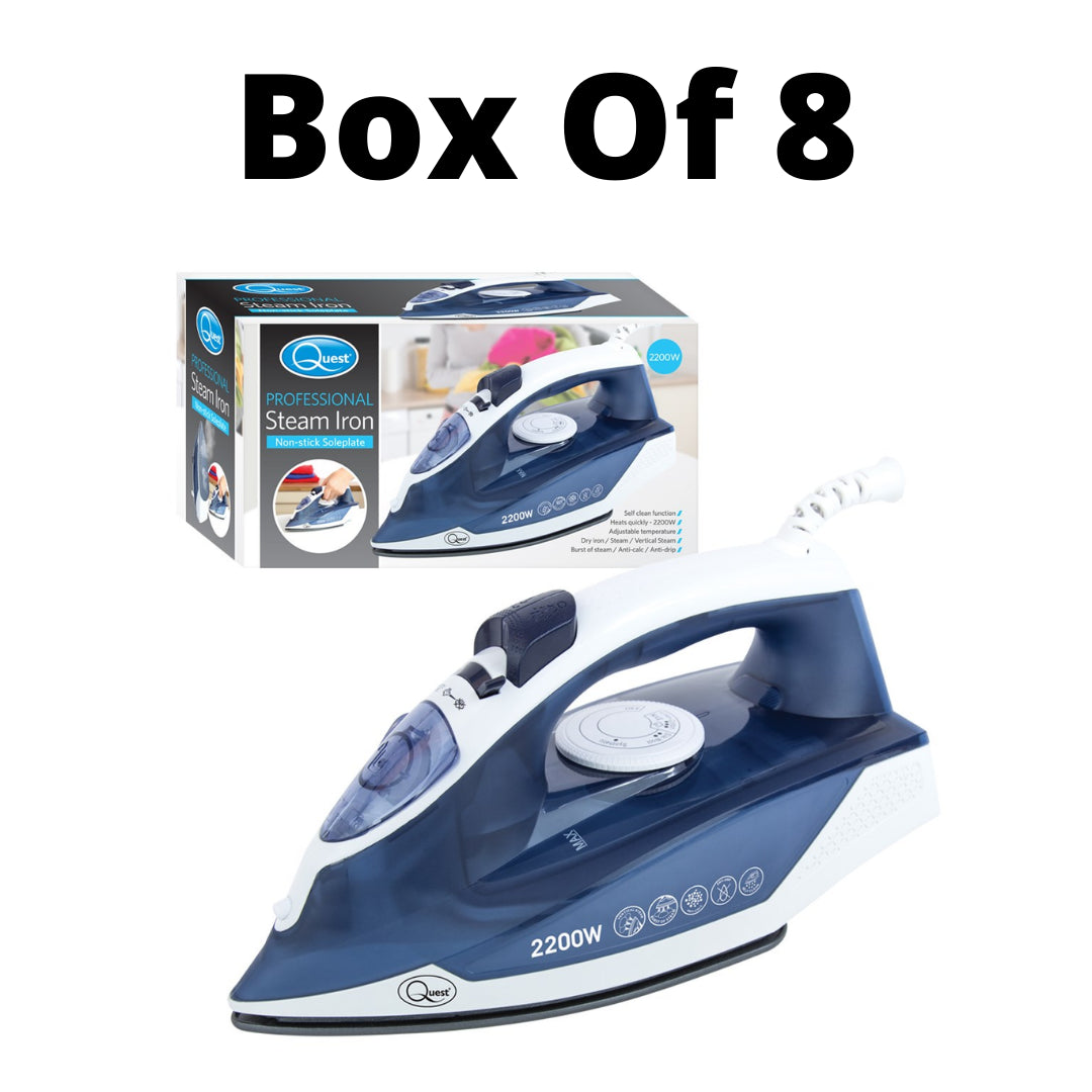 Quest 34140 2200w Steam Iron- (Carton of 8)