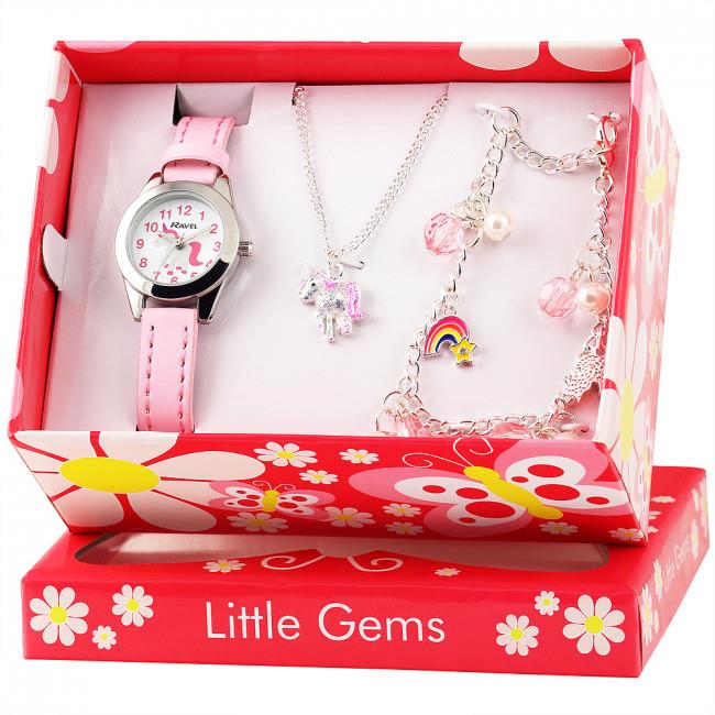 Ravel Girls Children Little Gems Watch & Jewellery Set Available Multiple Design R22 - CLEARANCE NEEDS RE-BATTERY