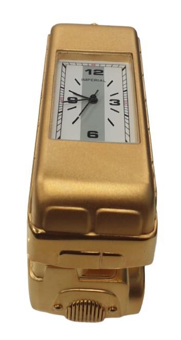 Miniature Clock Gold Plated Double Decker London Bus Solid Brass IMP89 - CLEARANCE NEEDS RE-BATTERY