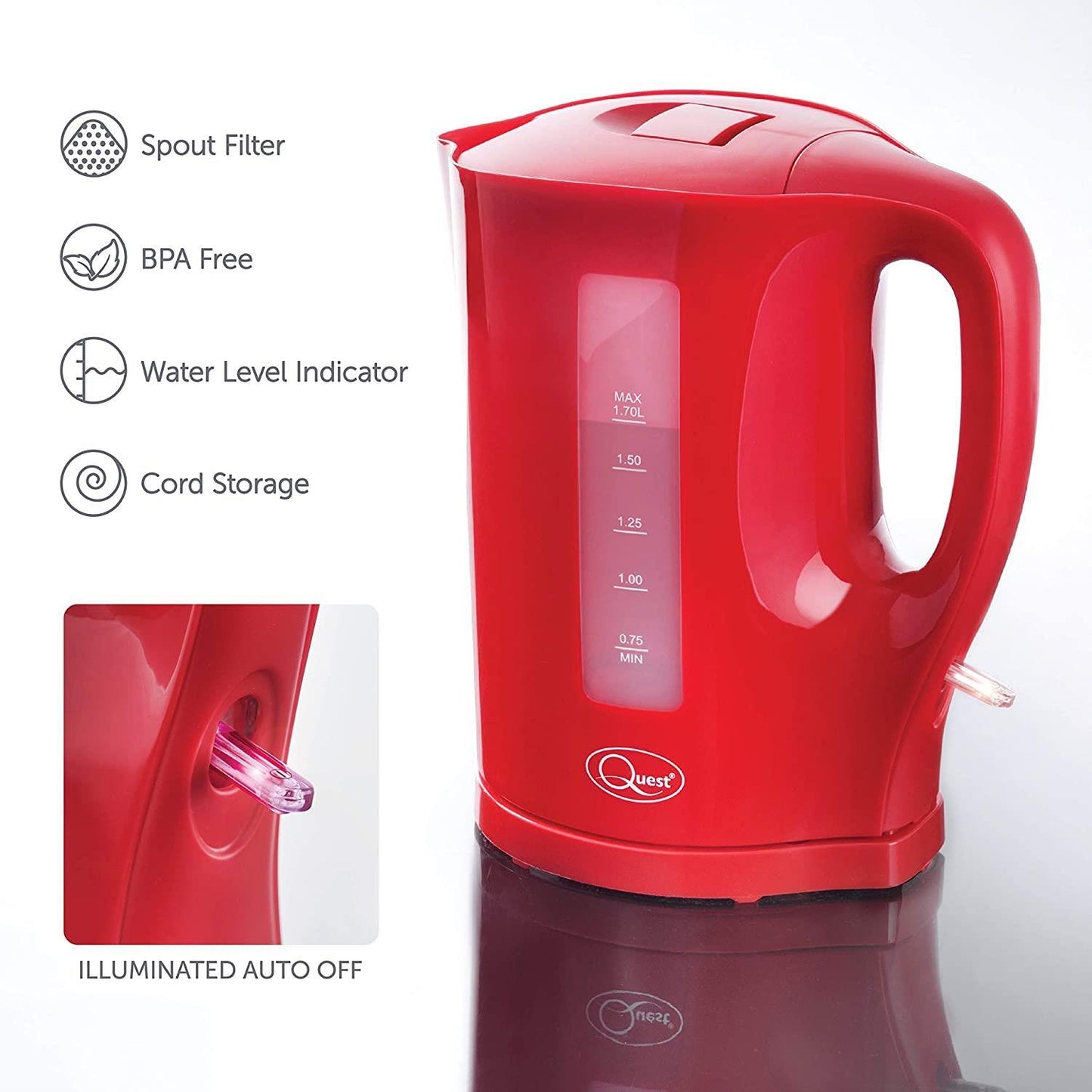 Quest 1.7L Jug Kettle - Red (Carton of 8)