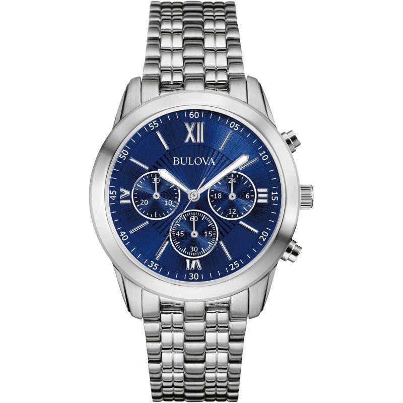 Bulova Mens Chronograph Blue Dial With Stainless-steel Strap Watch 96a174