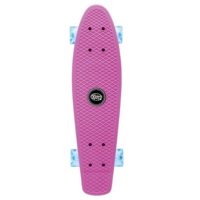 Xootz Kid's Complete Retro Plastic Skateboard with LED Light Up Wheels, Pink- TY5728
