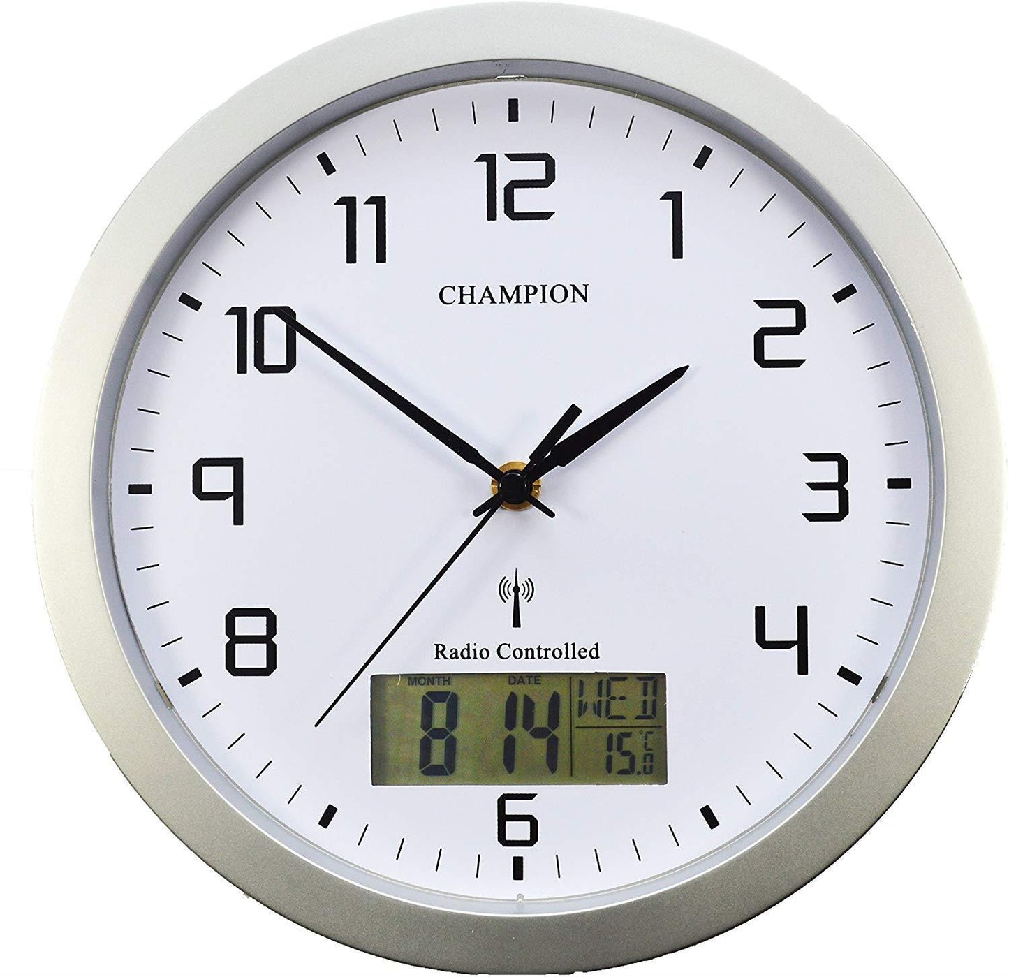Champion 25cm MSF Radio Controlled Quartz wall clock Silver WLD1RC