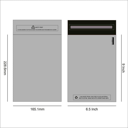 100% Recycle Grey Postal Mail Bag 6.5x9" (100)