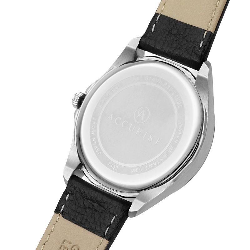 Accurist Mens Day/date Black Dial With Leather Strap Watch 7333