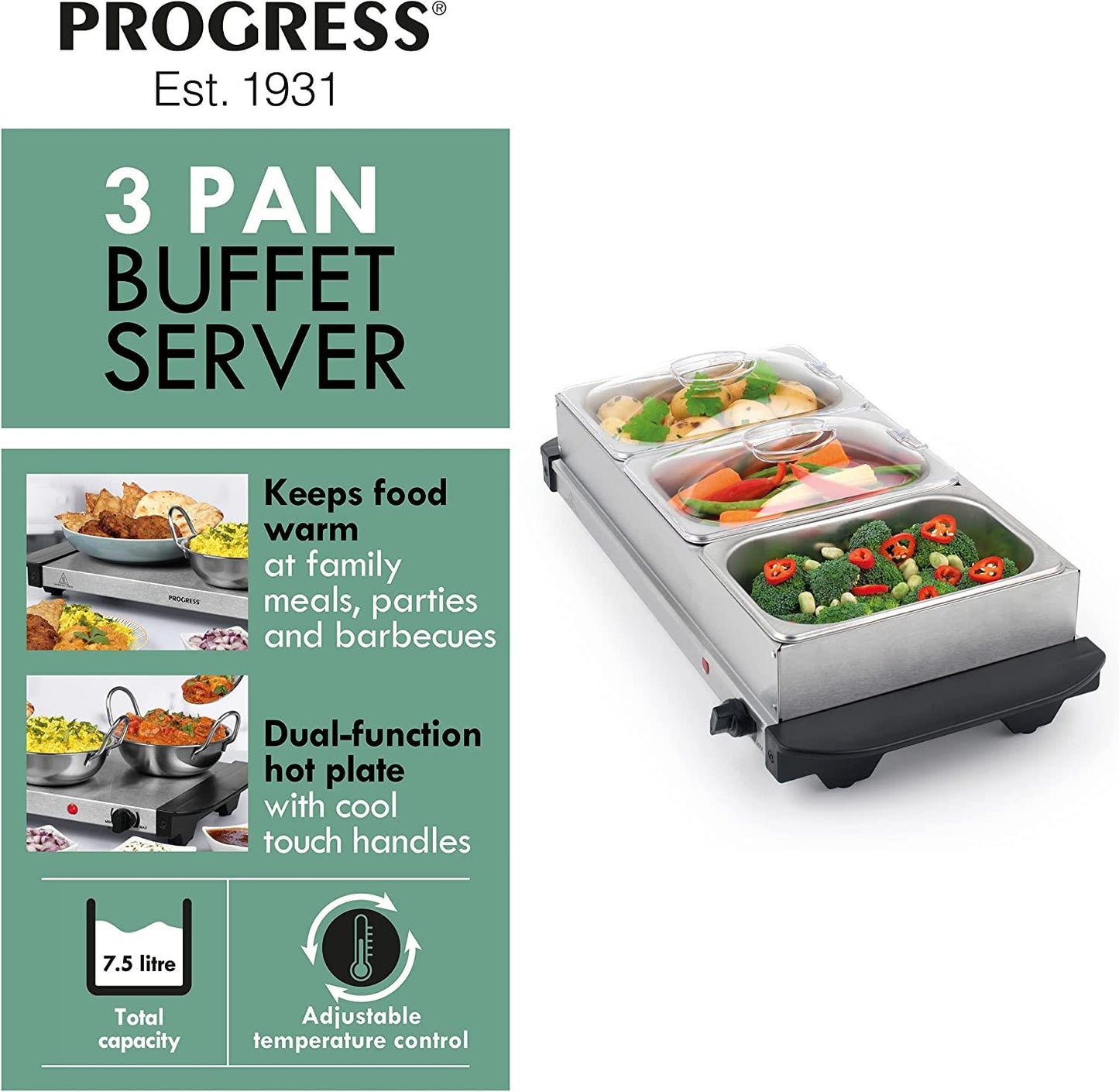 Progress 3 Pan Buffet Server