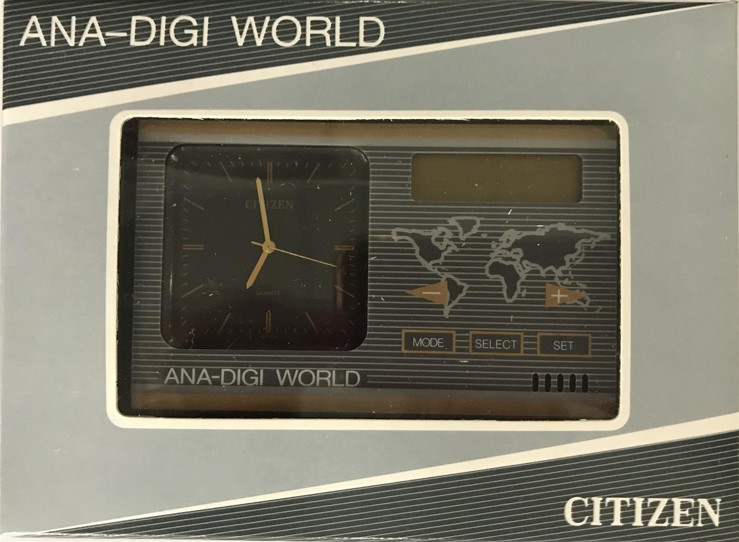 LPB9515A CITIZEN ANALOOGUE-DIGITAL WORLD TIME ALARM CLOCK BLACK/GOLD