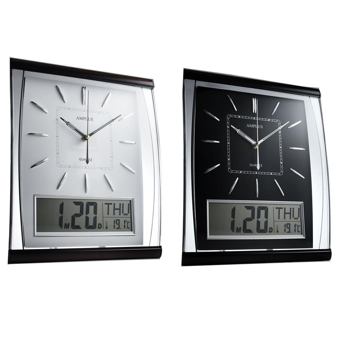 AMPLUS Silent Sweep Wall Clock With Large Digital Month/Date/Day Calendar Display