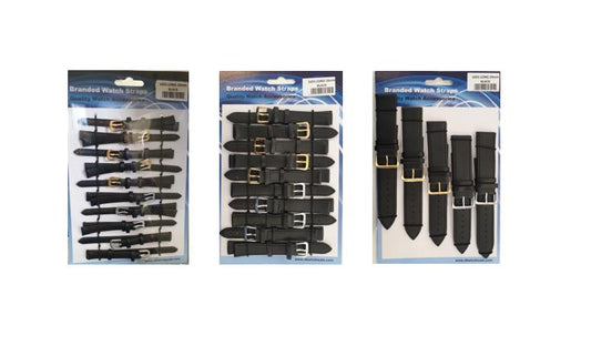 Leather Black Long Watch Straps Pk10 Available size 6mm - 24mm 1055
