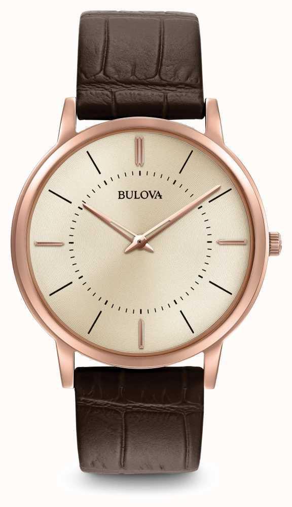 Bulova Mens Ultra Slim Brown Leather Strap 97A126