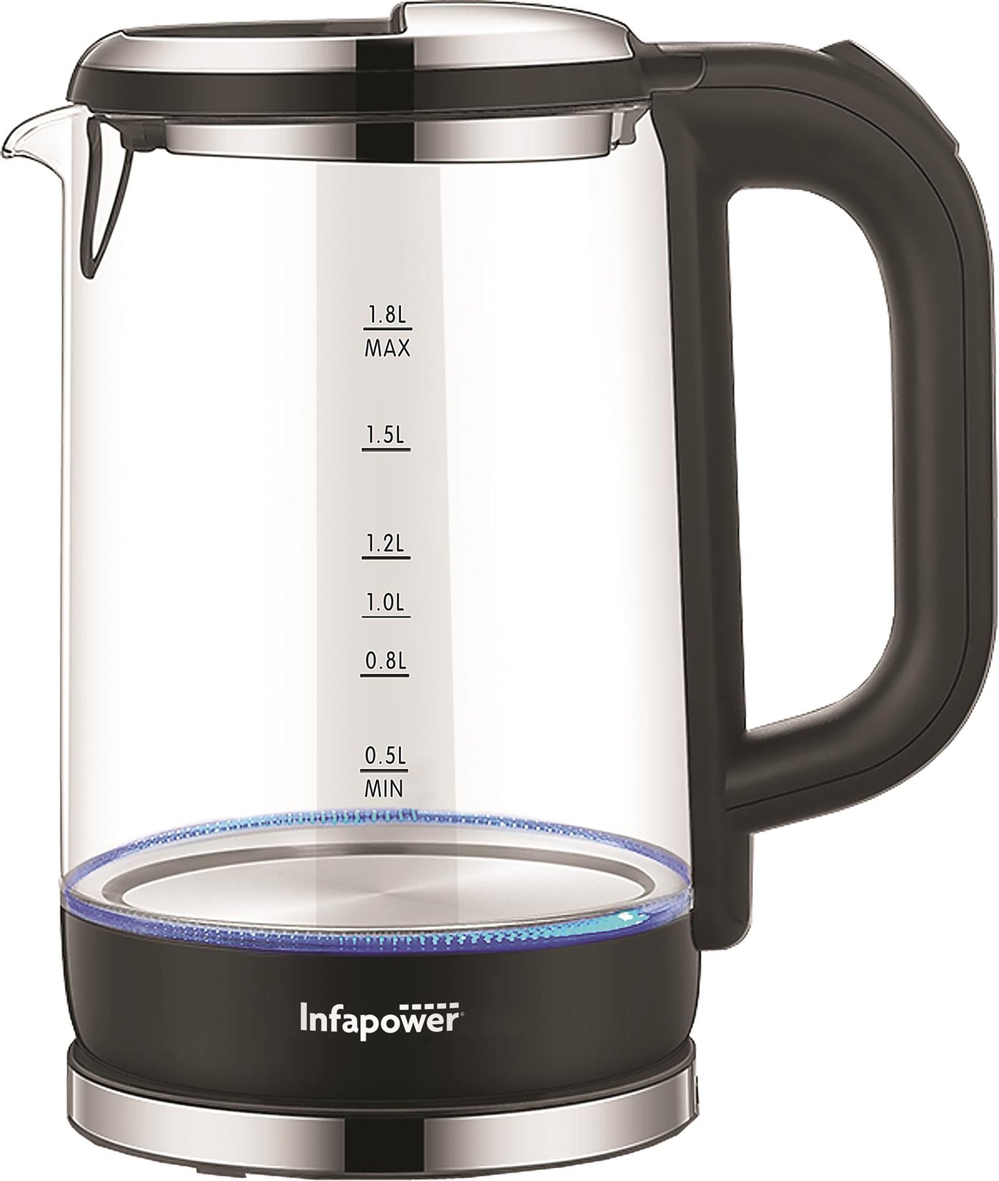 Infapower Glass 1800w 1.7L 360° Cordless Kettle- X507