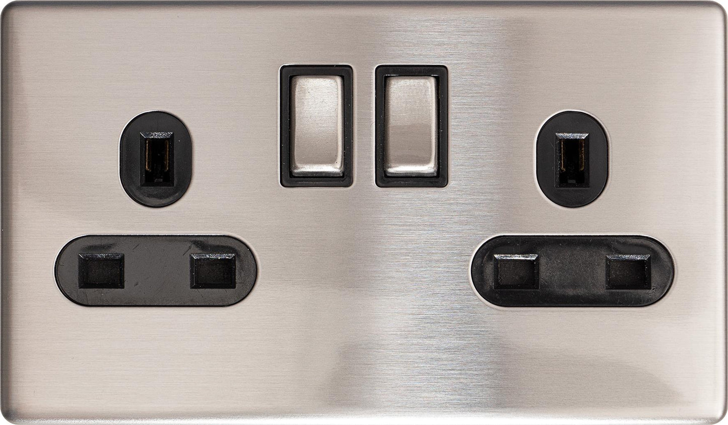 2 Gang 13A Double Pole Switched Socket Screwless E345AD