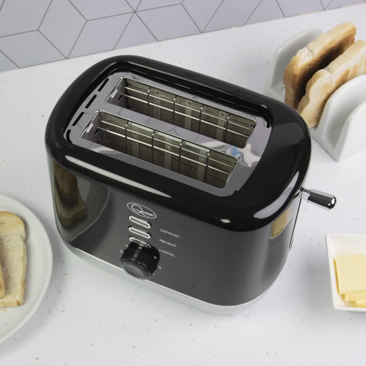 Quest 2 Slice Toaster Black and Silver (Carton of 6)