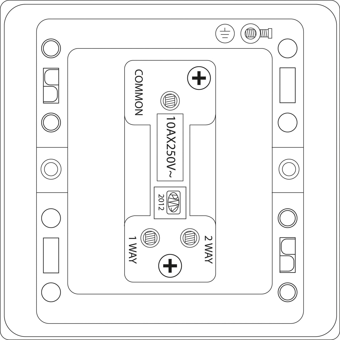 2 Way Single Gang 10A Light Switch Screwless  E345BB