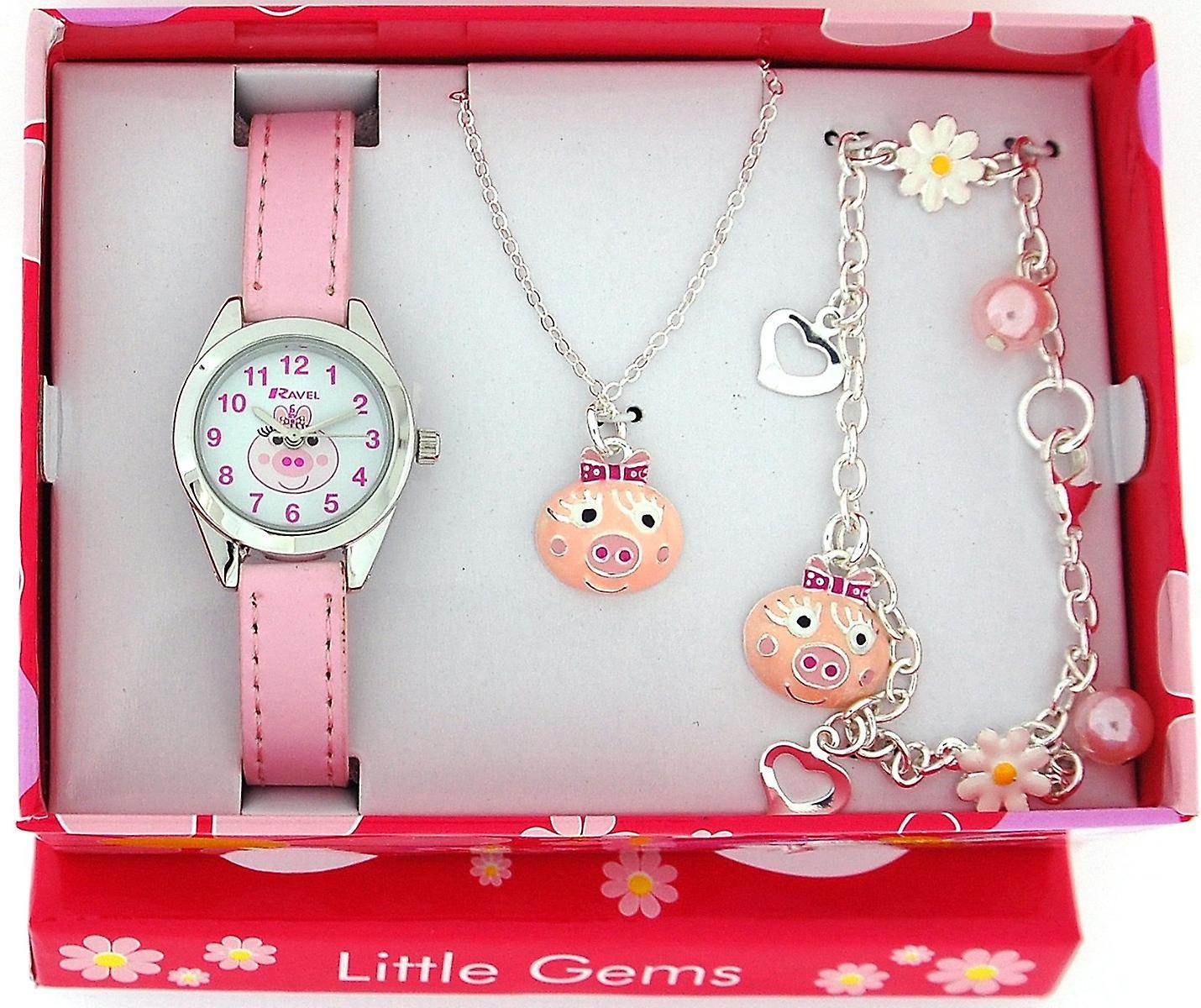 Ravel Girls Children Little Gems Watch & Jewellery Set Available Multiple Design R22 - CLEARANCE NEEDS RE-BATTERY