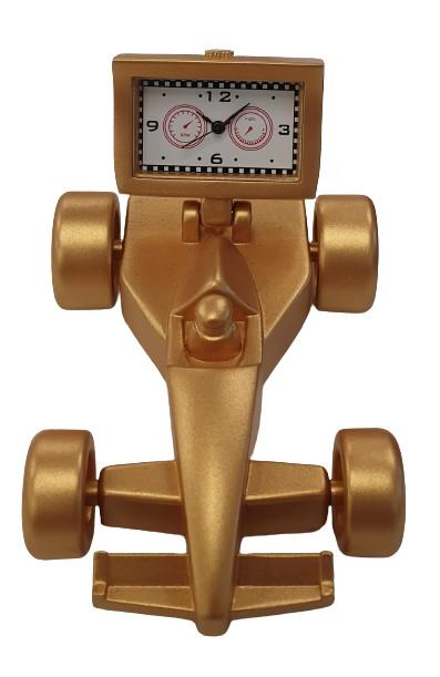 Miniature Clock Goldtone Alloy Formula 1 Racing Car Solid Brass IMP65 - CLEARANCE NEEDS RE-BATTERY