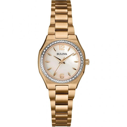 Bulova 98r205 Ladies Diamond Gallery Rose Tone Watch