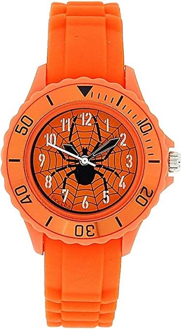 Tikkers Boys Analogue Spider Web Orange Rubber Strap Sports Watch TK0032
