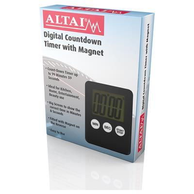 Altai Large Display Digital Countdown Timer with Magnet- Black