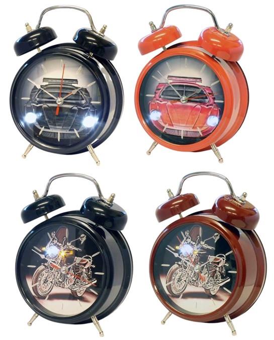 GTP Childrens Car & Bike Sound Voice with Light Double Bell Quartz Alarm Clock Available Multiple Colour