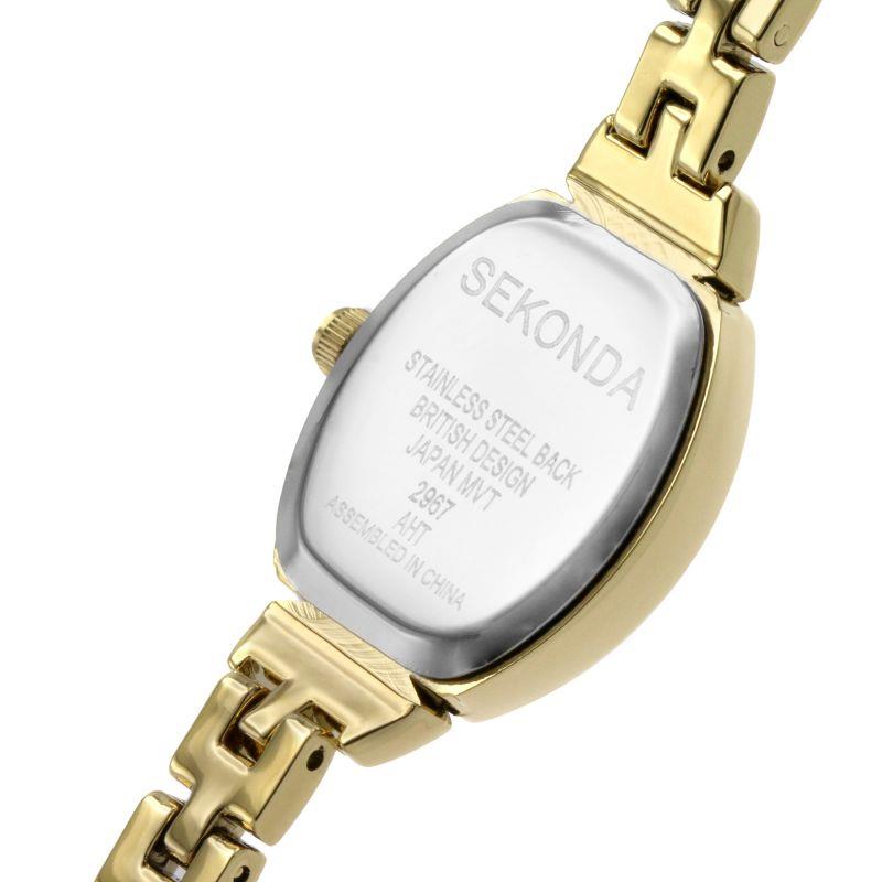 Sekonda Ladies Tonneau White Dial With Gold Plated Bracelet Watch