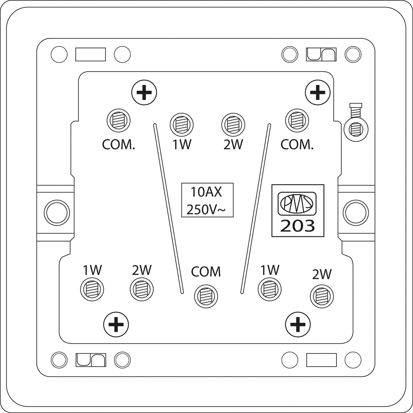 2 Way 3 Gang Light Switch 10A Screwless E345BD